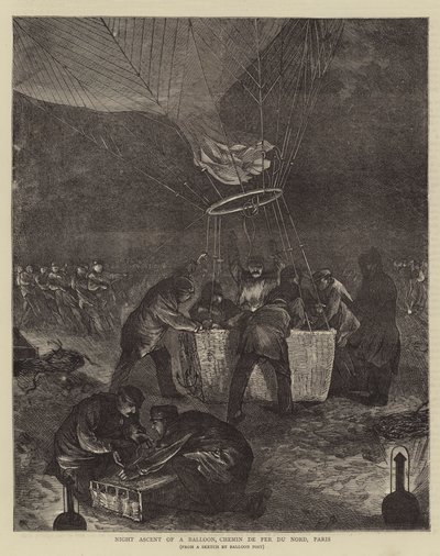Night Ascent of a Balloon, Chemin de Fer du Nord, Paris by Edwin Buckman